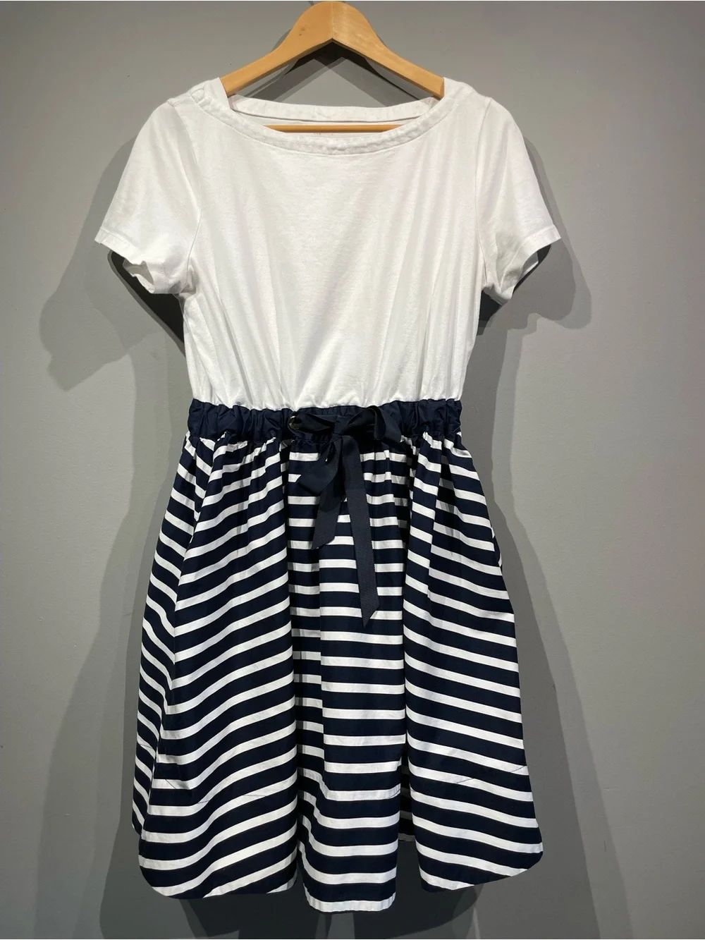 kate spade White & Navy Striped Casual Dress size L